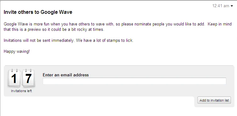 invite-Google-wave-2 invite ของ Google wave มีอยู่ 17 อัน