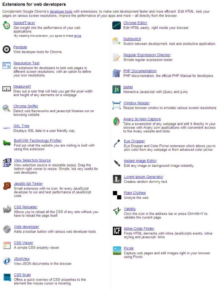 extension for web developers