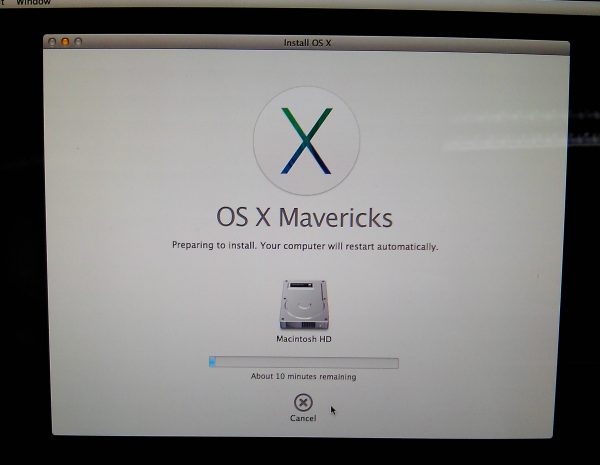 ระบบเริ่มการติดตั้ง OSX Mavericks แล้ว 