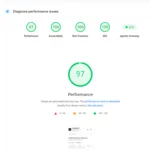 ภาพหน้าจอ PageSpeed Insights ของ Amphur.in.th โหมด Mobile แสดง Performance 97 และอีกสามหมวด 100