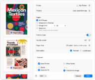 หน้าต่าง Print บน macOS แสดงเมนู Double-sided ทางขวา ซึ่งในภาพตั้งไว้ที่ Off