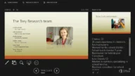 หน้า Presenter View พร้อมสไลด์ปัจจุบัน สไลด์ถัดไป และบันทึกผู้บรรยาย